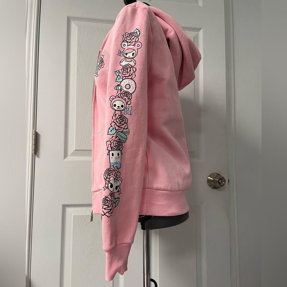 Tokidoki Pink Hoodie Sweatshirt Floral Quartz Small Donutella Unicorno Used - Picture 4 of 16